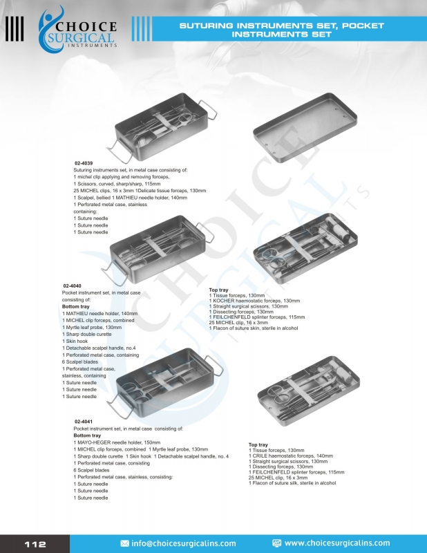 Suture Instruments, Needle, Probes, Applicators, Pocket Instruments Set